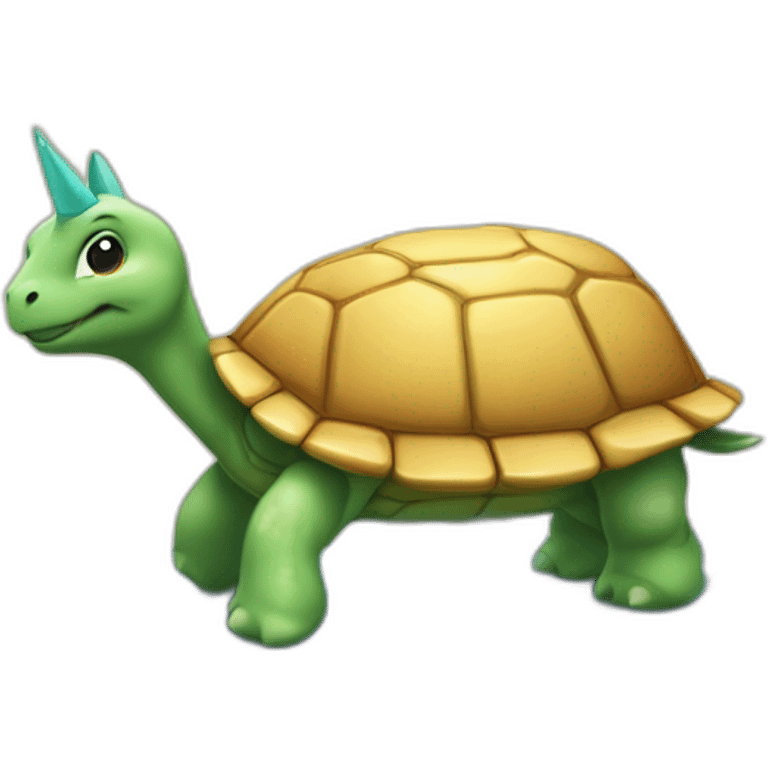 Une licorne sur une tortue emoji