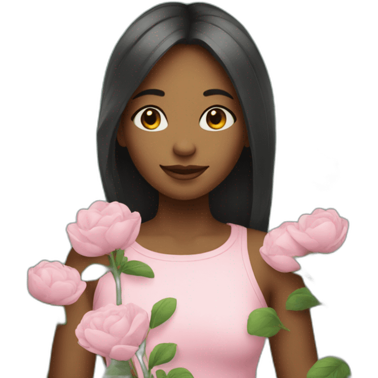 A girl she have Flowers emoji