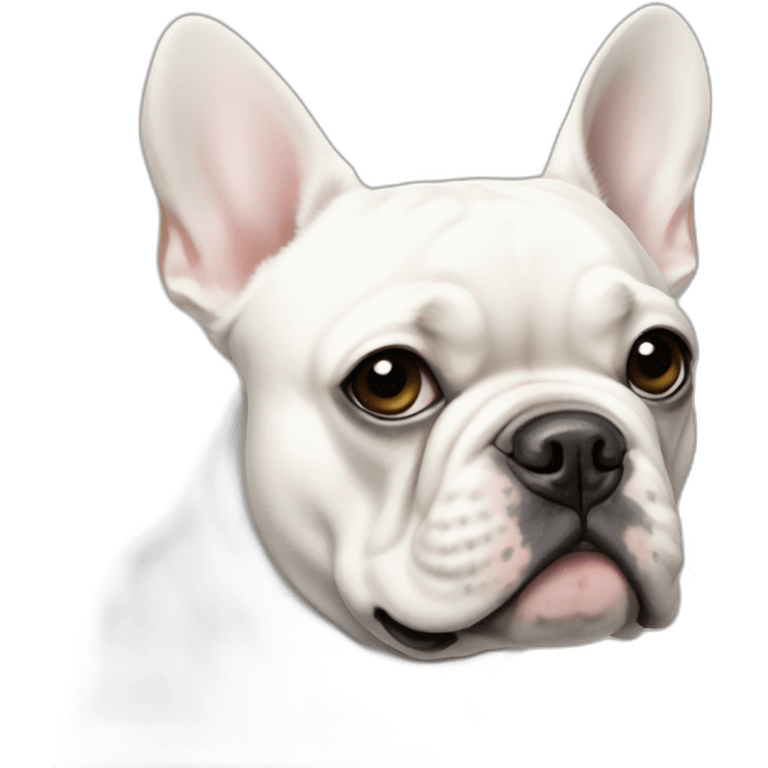 white french bulldog with a small black circle on the left eye emoji