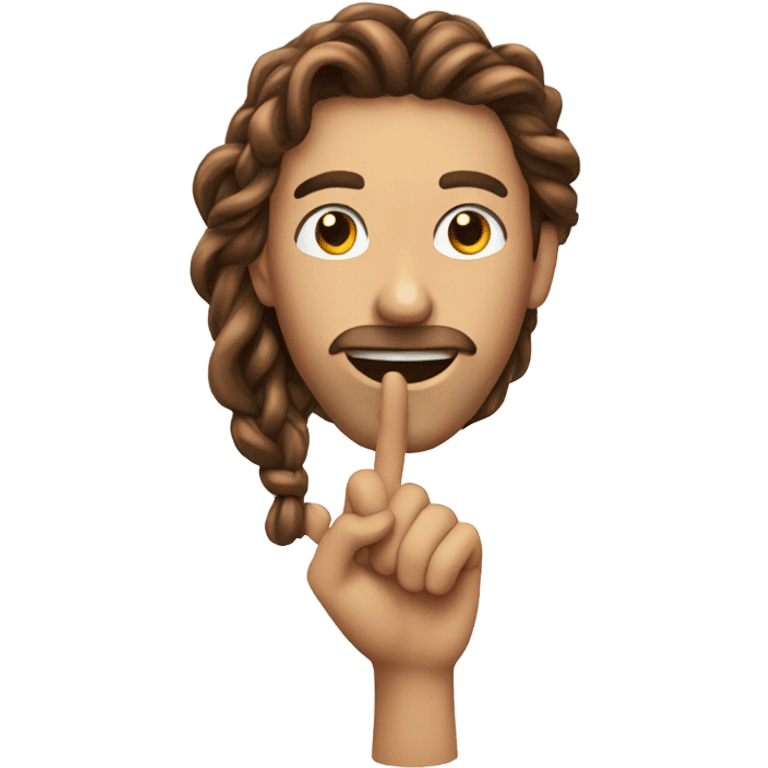 hand with face and long brown hair twisted  emoji