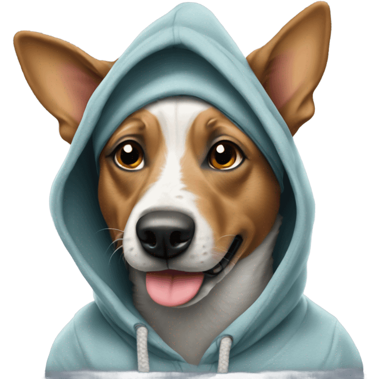 Cattle dog wearing a hoodie emoji