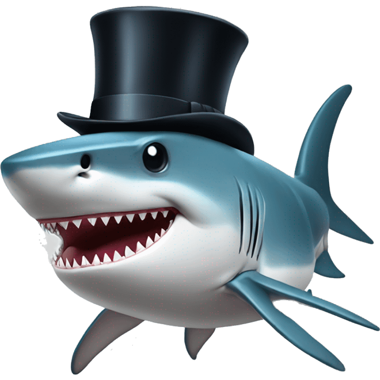 Shark with a top hat emoji