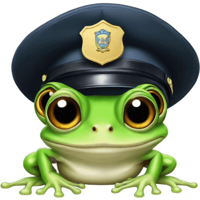 tree frog wearing a cop hat emoji