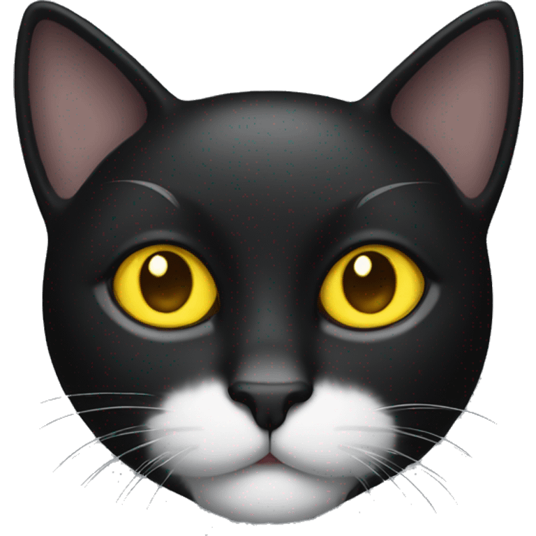 Black cat with yellow eyes and a white patch of fur on chest emoji