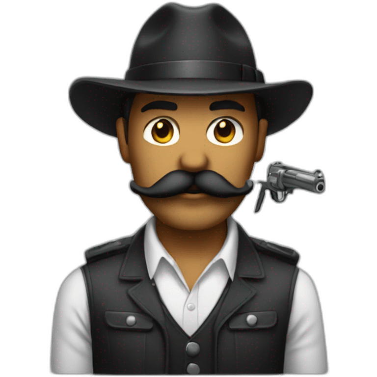 Gangster with a gun mustache emoji