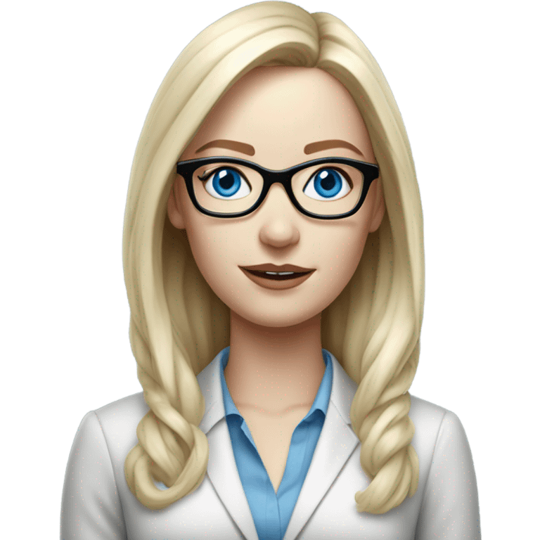 Hyper Realistic pale beautiful corporate woman with glasses and blue eyes emoji