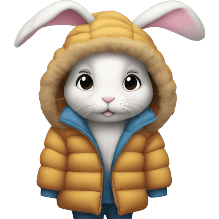 bunny in an oversized puffer coat emoji