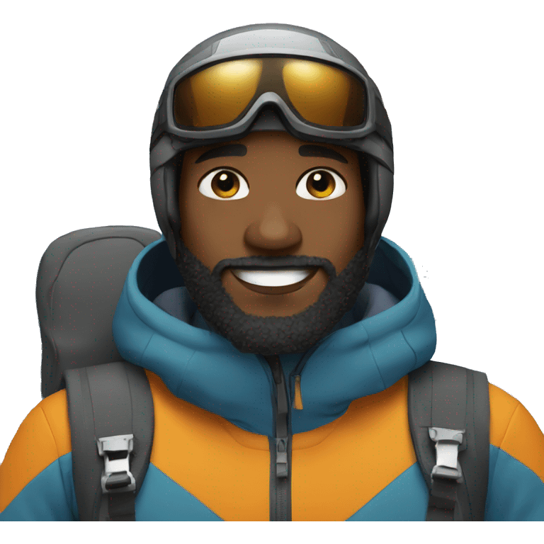 black man with beard skiing emoji