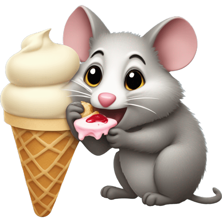 Possum licking ice cream cone emoji