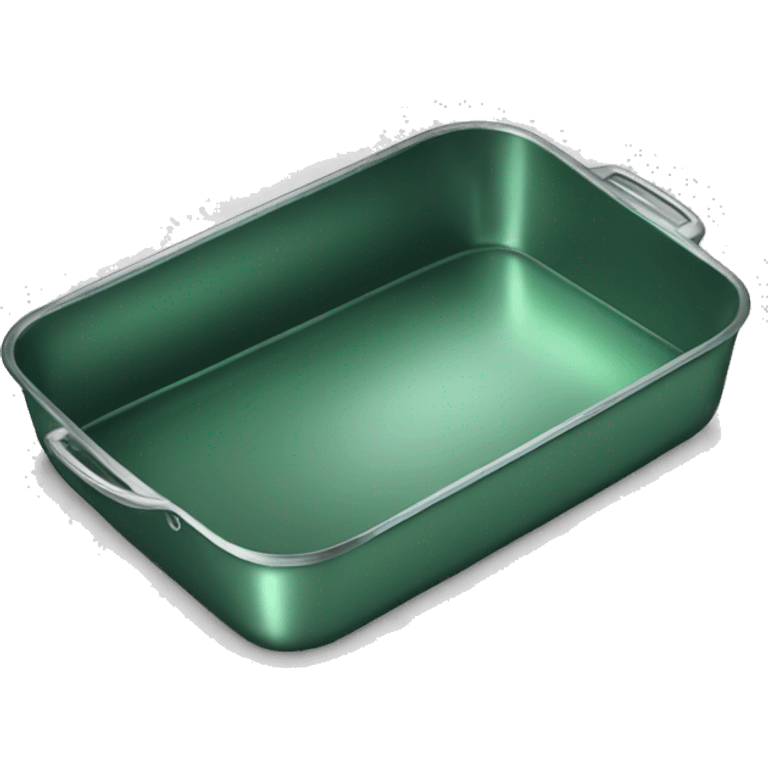 Realistic empty metallic green baking pan with handles. emoji