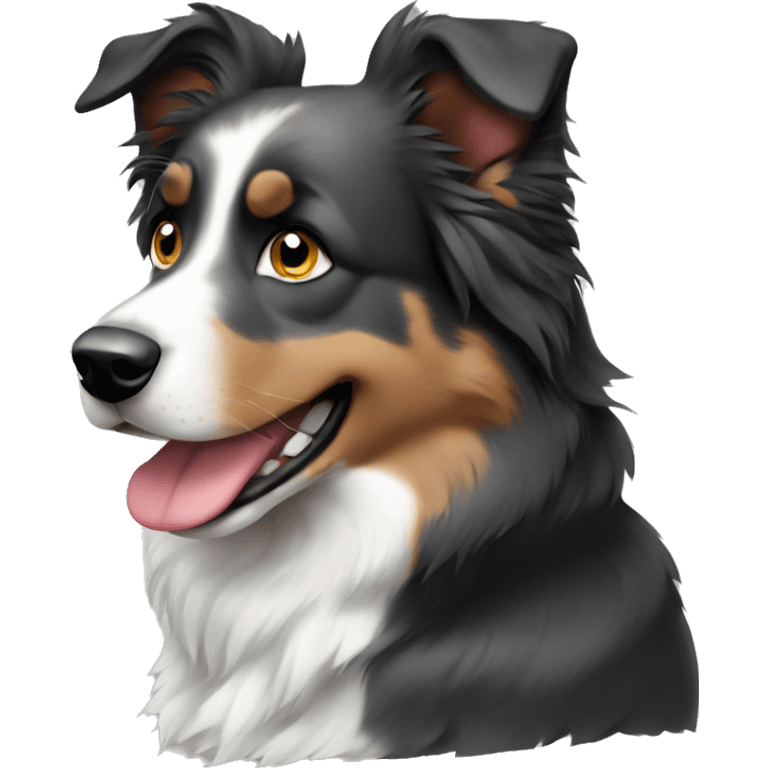 Black and grey Australian Shepherd no white or brown emoji