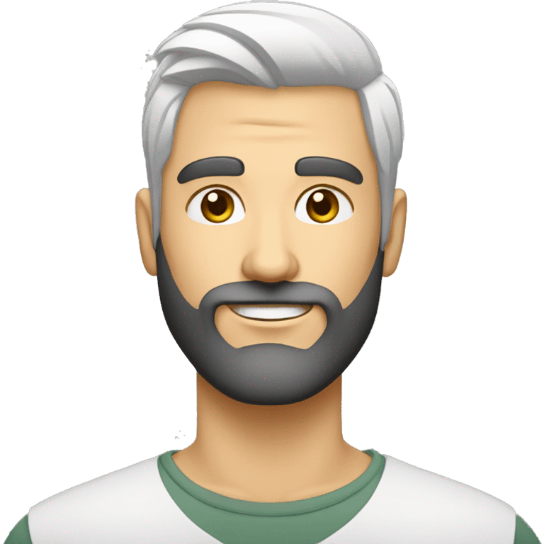 cara de hombre mayor blanco con barba blanca, cabello largo blanco emoji