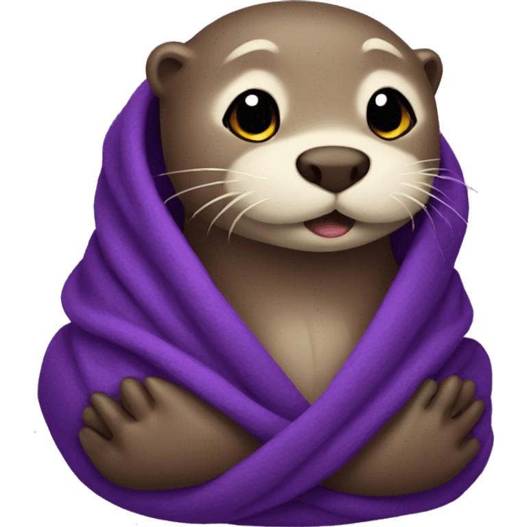 Otter wrapped in purple blanket emoji