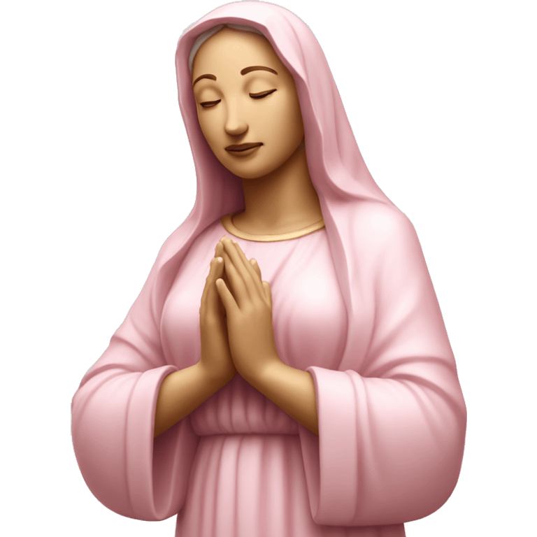 Completely light pink mother Mary statue with eyes closed and hands together emoji