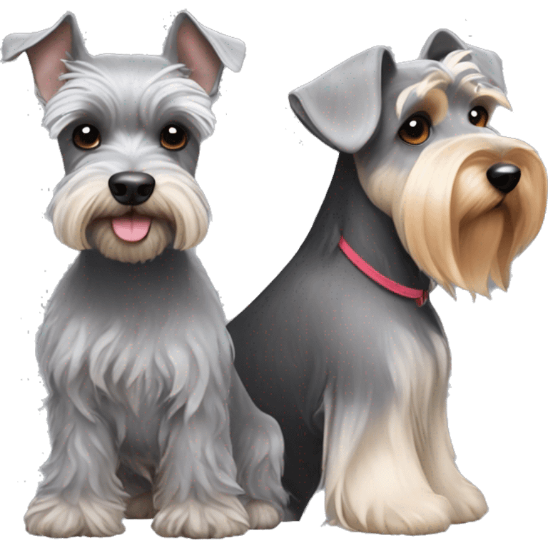 gray mini schnauzer with another mini schnauzer and yorkie emoji