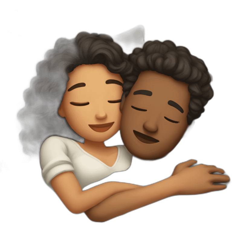 two lovers cuddling while lying down emoji