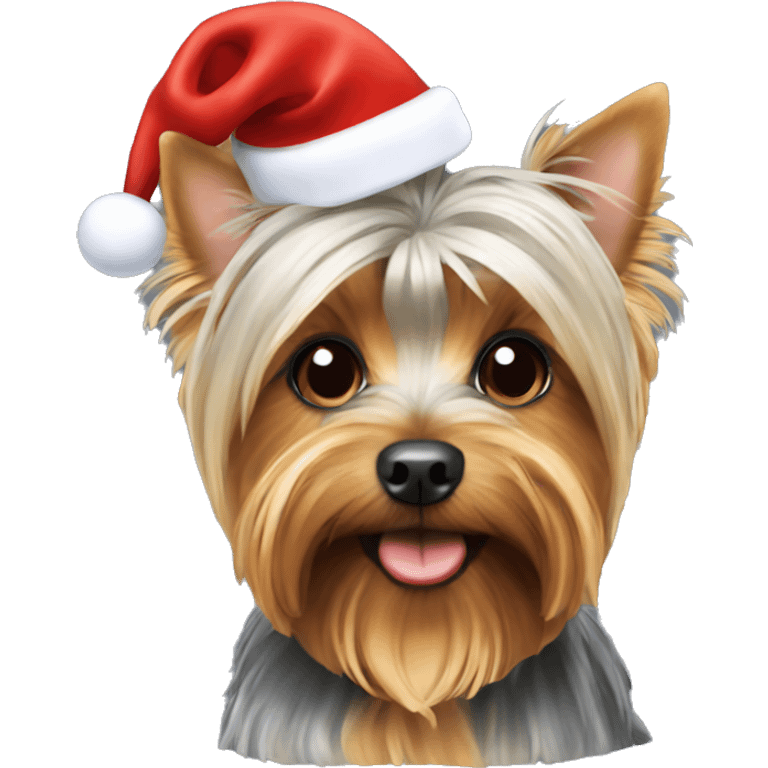 Yorkshireterrier with christmas hat emoji