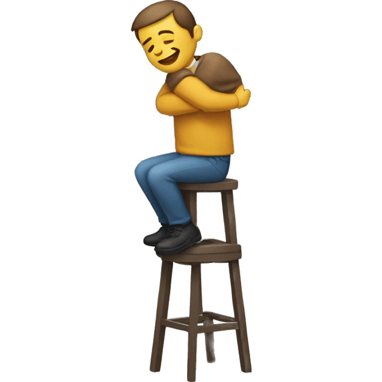 man hugging a stool emoji