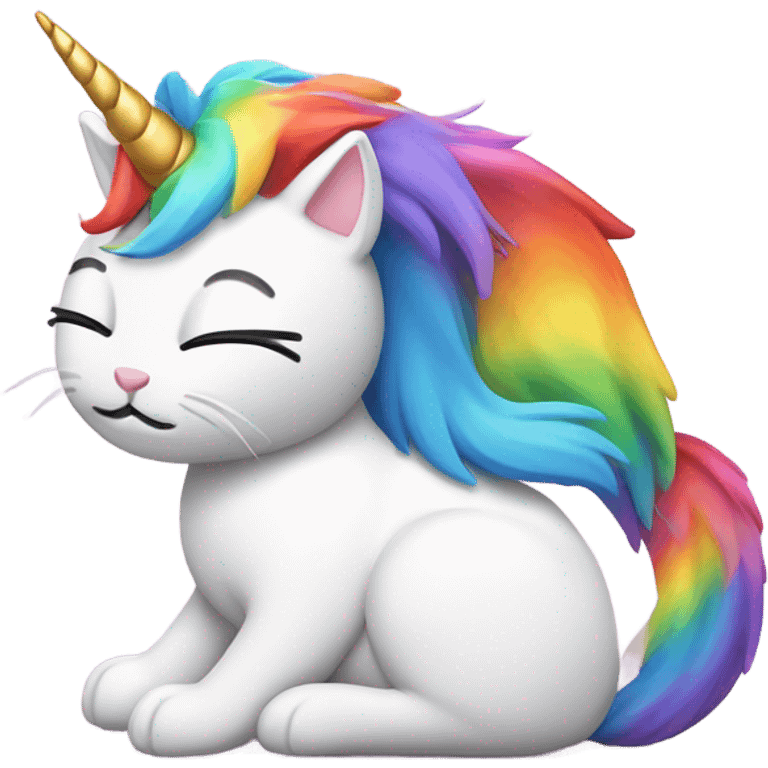 Cat riding rainbow unicorn emoji