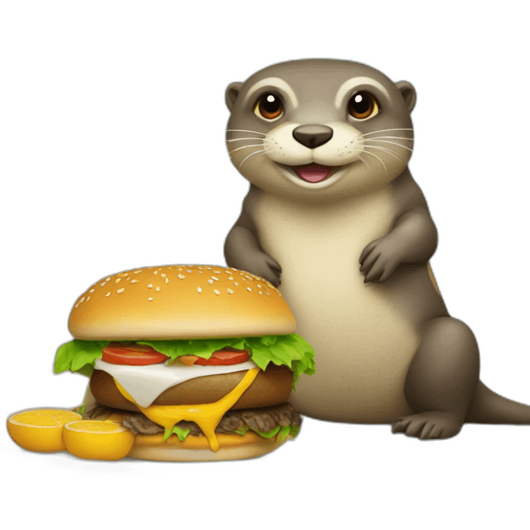 Loutre sur une tortue qui mange un burger emoji