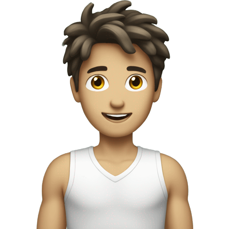 a white boy with dark brown hair and a lot of money using the computer emoji