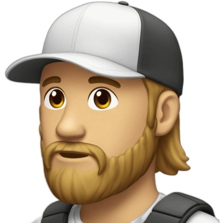 white man with snapback side on backwards bearded emoji