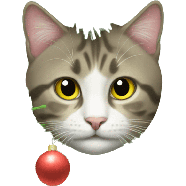 Cat under a christmas tree emoji