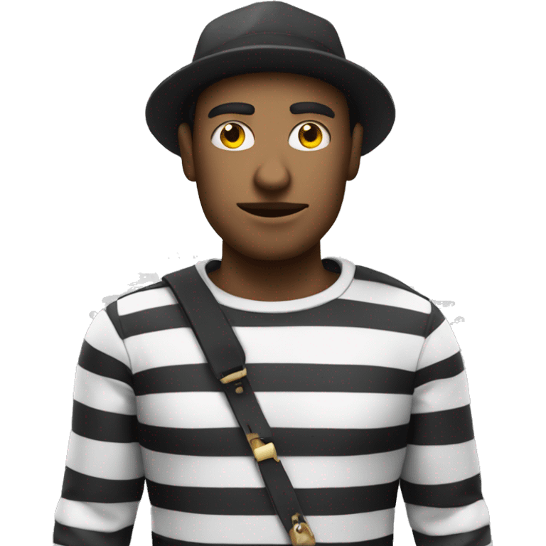 thief with black and white striped shirt and hat emoji