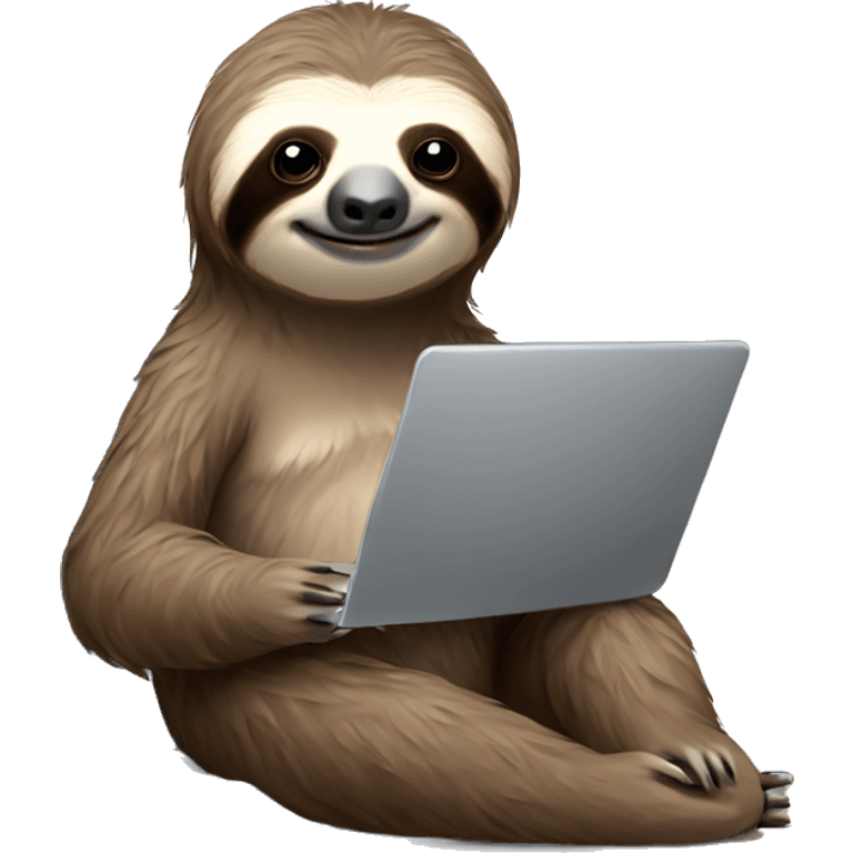 sloth with RedBull can and laptop emoji