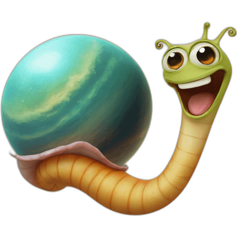 planet Venus with a cartoon grimacing snail face emoji