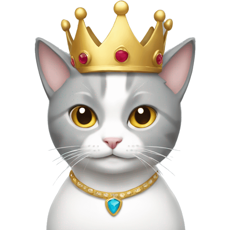 Grey white cat wearing a crown  emoji