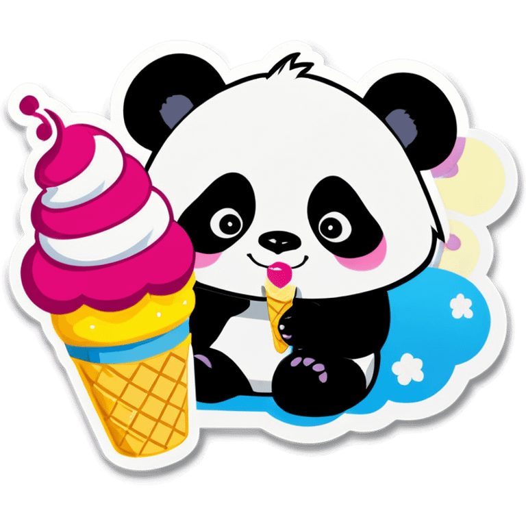 Panda eating ice cream emoji