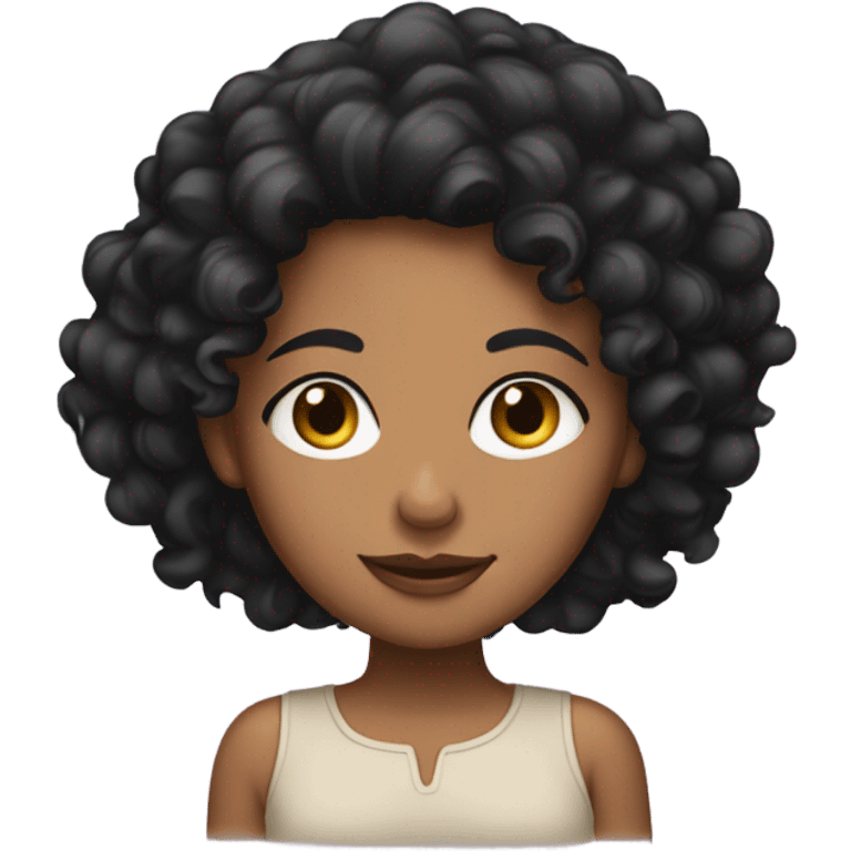 Tan skin girl with black curly hair emoji