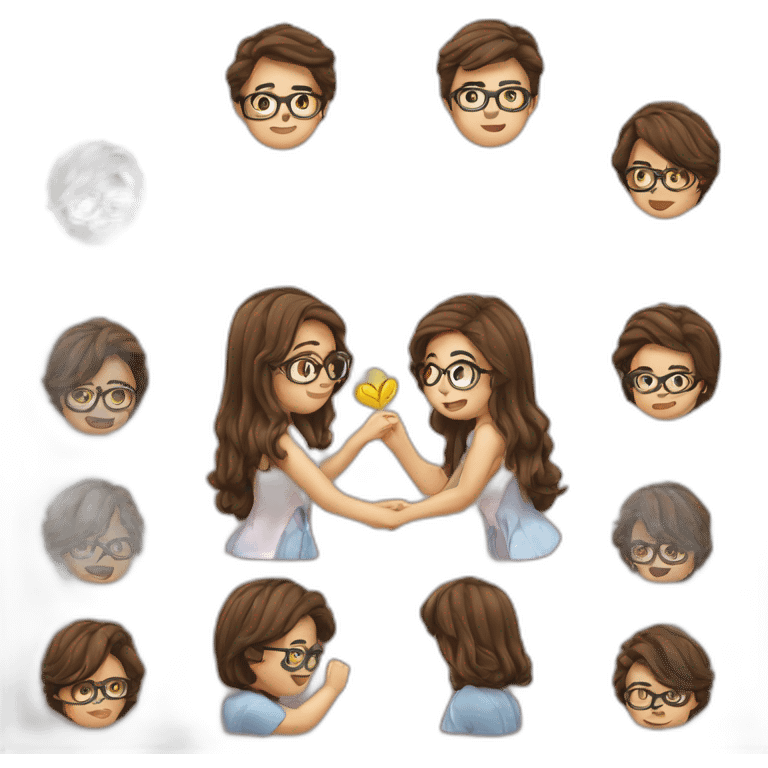 Specs boy propose to straight hair cute girl emoji