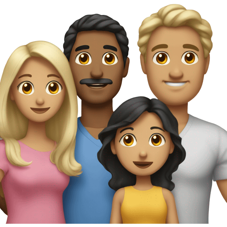 Puerto rican beard short black hair  husband with blond long hair wife and brown long hair daughter Family  emoji