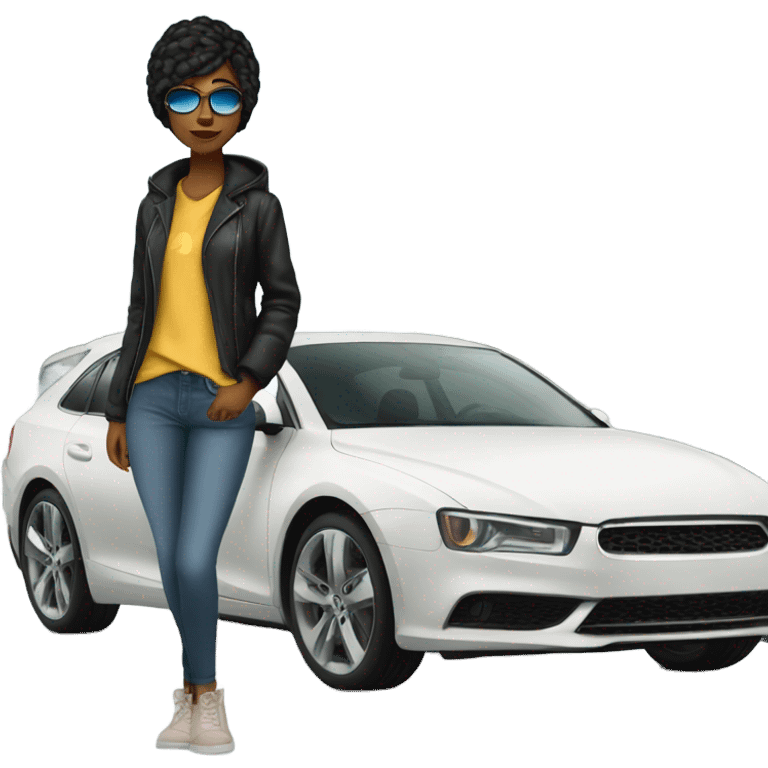 stylish girl by the car emoji