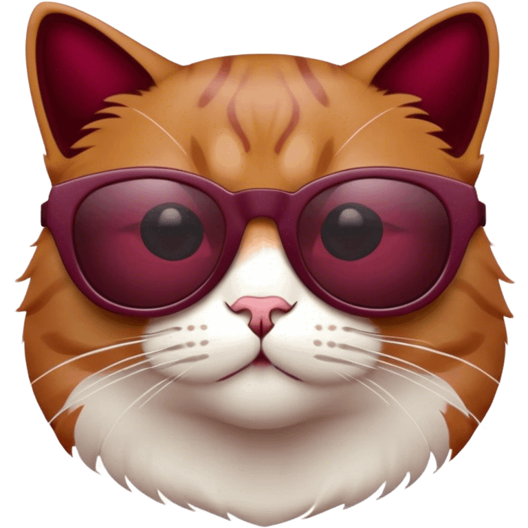 Cat with sunglasses in burgundy color emoji