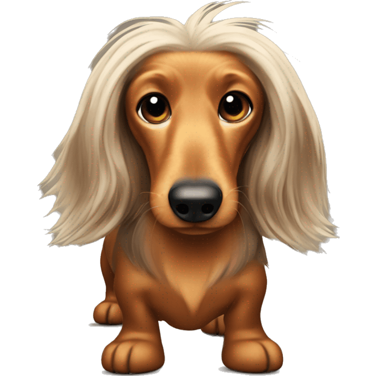 Long haired dachshund with spiky antenna hair emoji