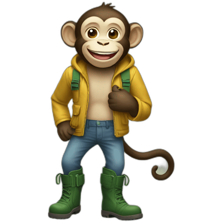 happy monkey with rubber boots emoji