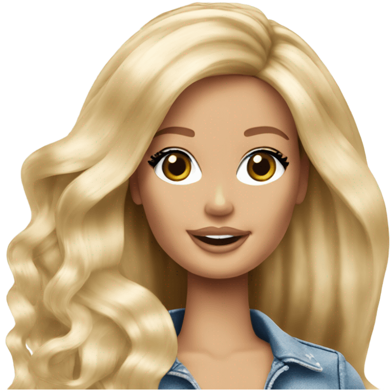 Blonde pop star Barbie long hair emoji