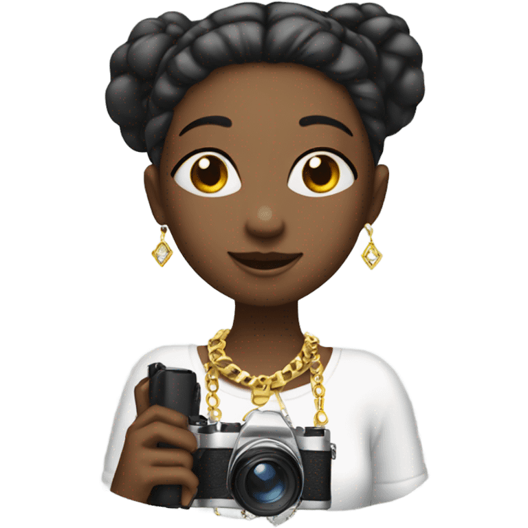 girl with jewelry and camera emoji