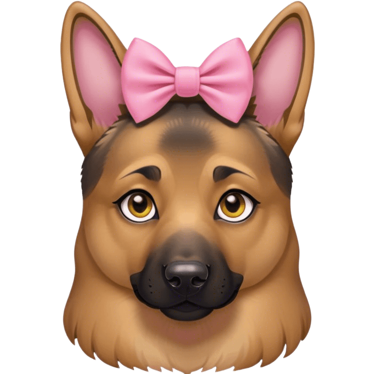 German Shepherd girl honey eyes pink bow emoji