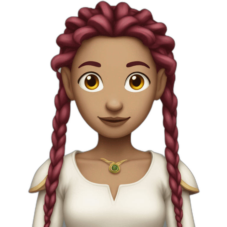 white elf girl with maroon dreadlocks emoji