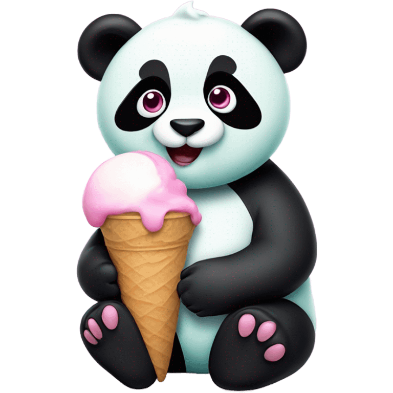 Panda eating ice cream emoji