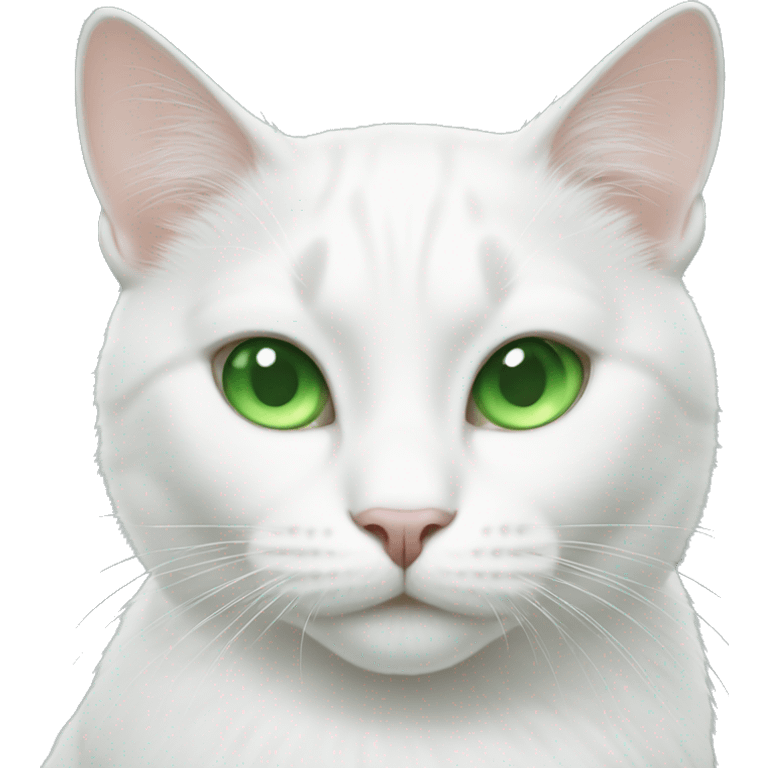 White cat with green eyes  emoji