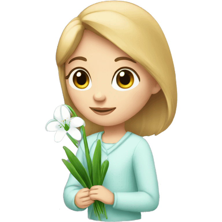 a girl with a snowdrop emoji