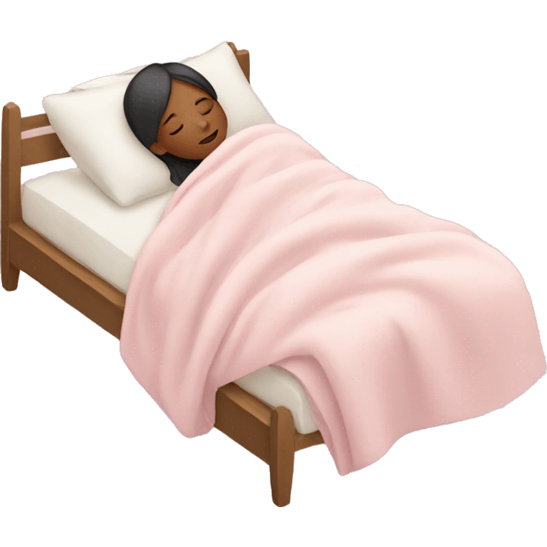 Girl sleeping in pale pink blankets emoji