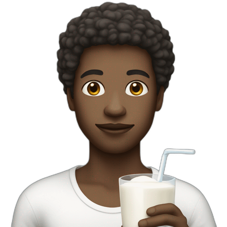 afro white person holding a glass of milk emoji