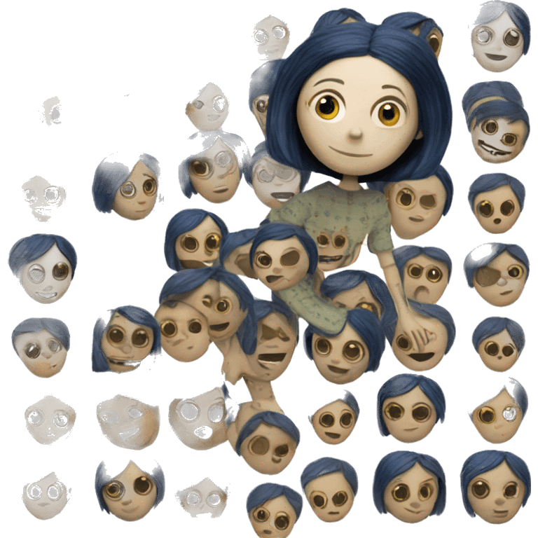 Coraline doll with button eyes  emoji