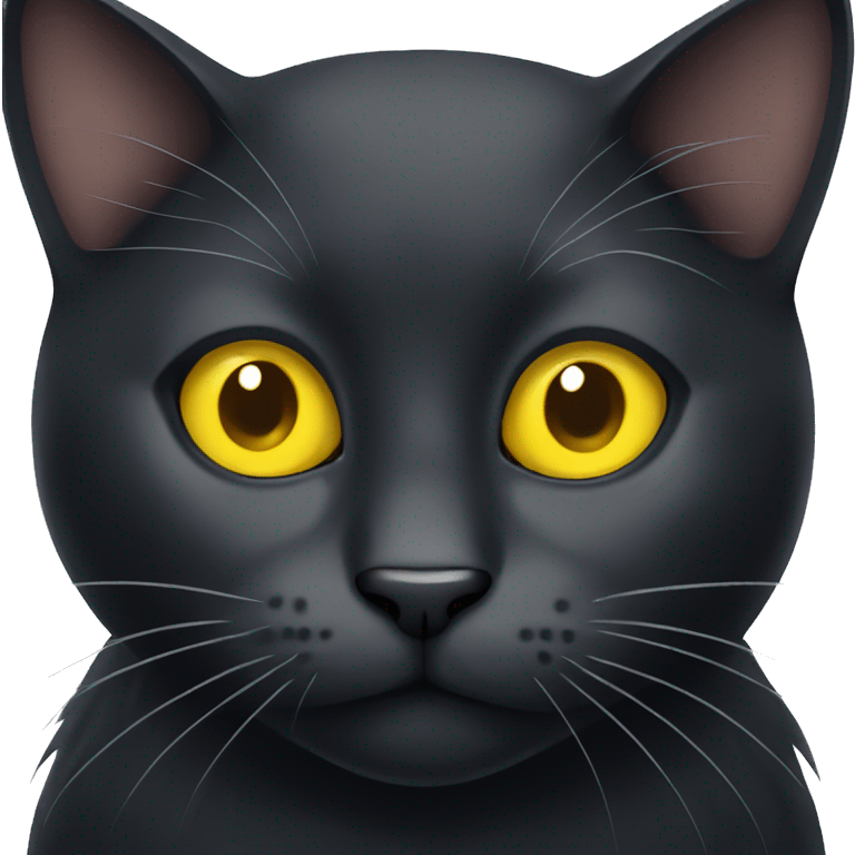 A black cat with yellow eyes and a white mustache emoji